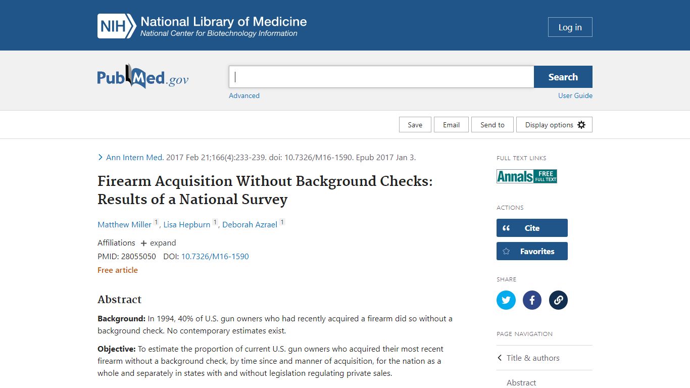 Firearm Acquisition Without Background Checks: Results of a National ...